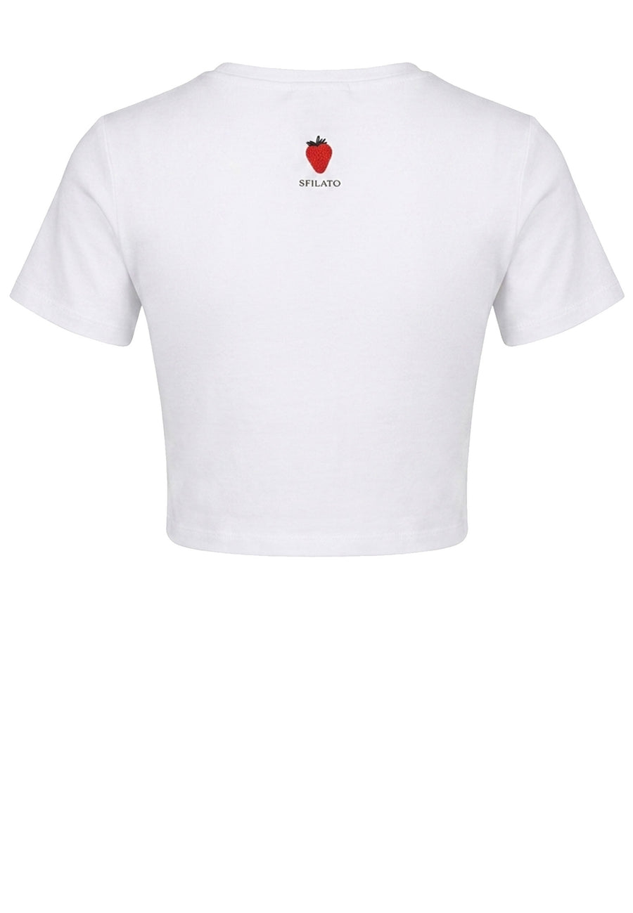 White Cropped Cotton T-Shirt - view 2