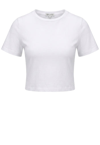White Cropped Cotton T-Shirt - view 1