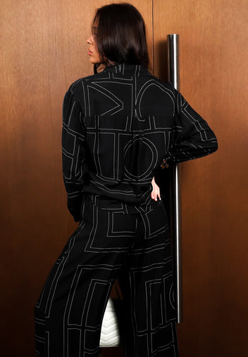 Black Embroidered Belted Maxi Set - view 5