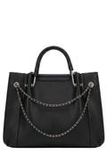 Black Chain-Trim Leather Tote - view 1
