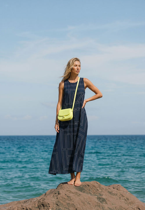 Black Graphic Belted Halter Maxi Dress - view 2