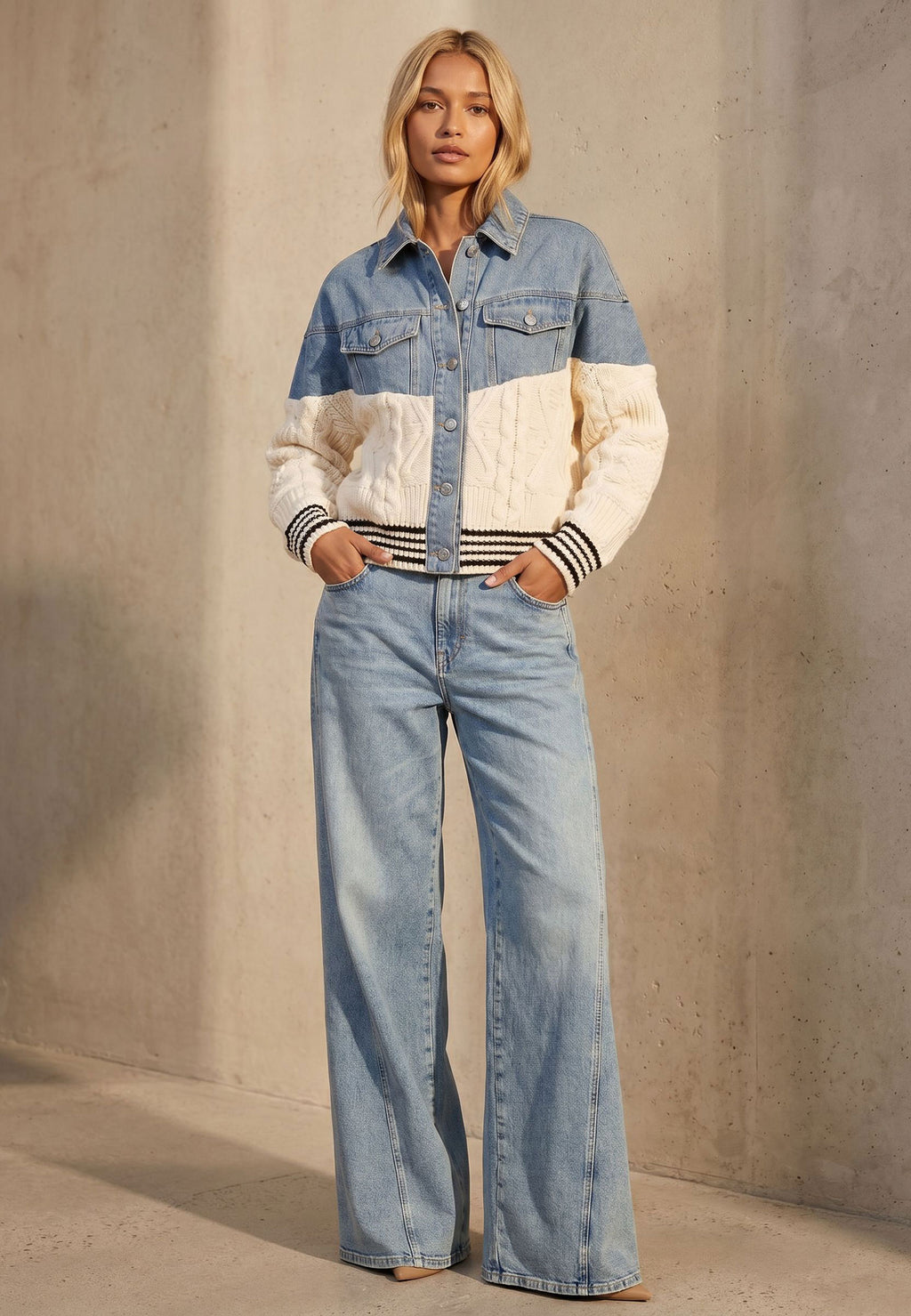 Multicolor Sfilato denim jacket - view 2
