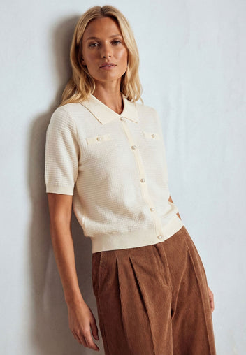 Ivory Short-Sleeve Button Knit Cardigan - view 2