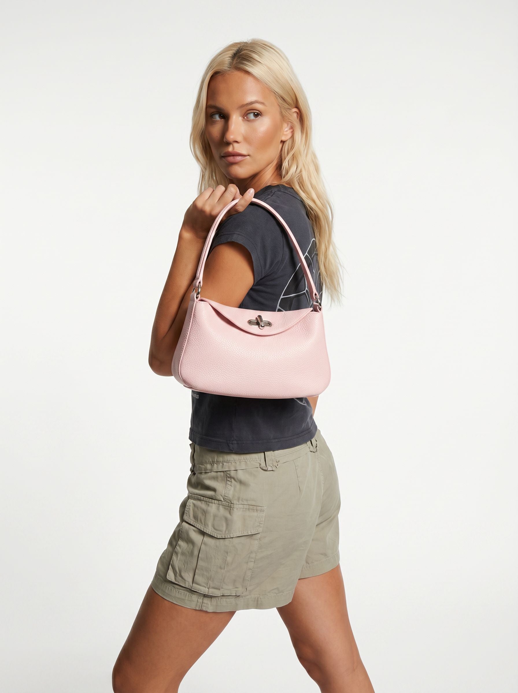 Pink Pebbled Shoulder Bag - view 2