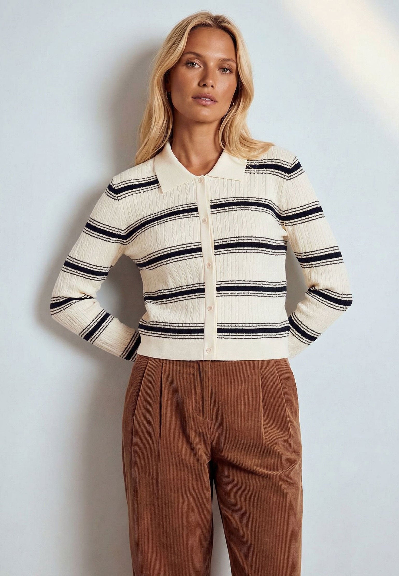 Gray and White Sfilato cardigan - view 2