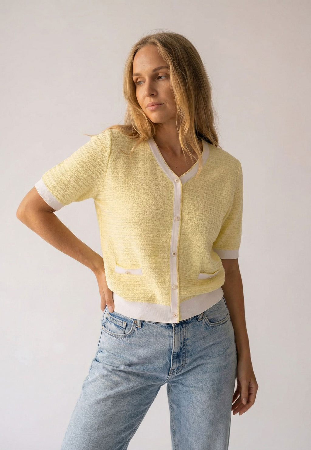 Cream Sfilato cardigan - view 2