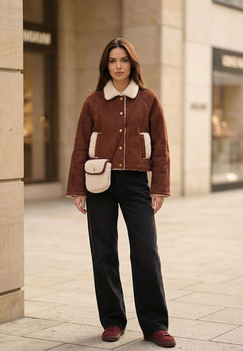Brown Sfilato sheepskin coat - view 2