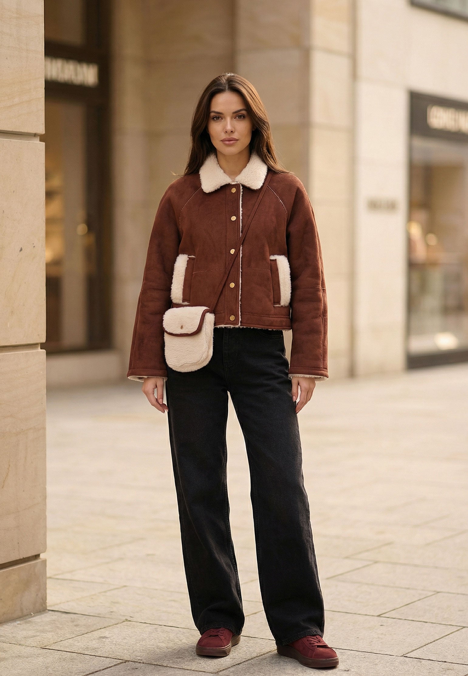 Brown Sfilato sheepskin coat - view 2